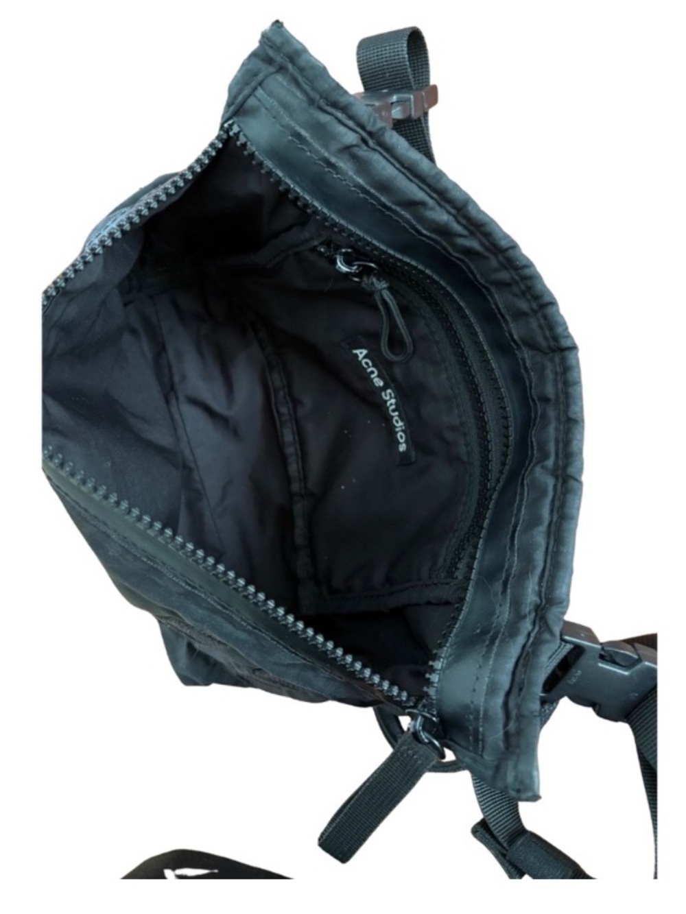 Acne Black Nylon Messenger Crossbody Bag - Picture 5 of 8